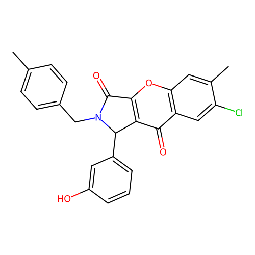 7-chloro-1-(3-hydroxyphenyl)-6-methyl-2-(4-methylbenzyl)-1,2-dihydrochromeno[2,3-c]pyrrole-3,9-dione structure