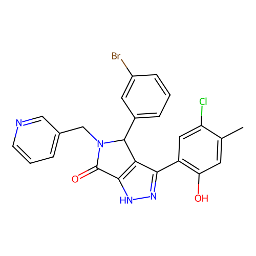 4-(3-bromophenyl)-3-(5-chloro-2-hydroxy-4-methylphenyl)-5-(pyridin-3-ylmethyl)-4,5-dihydropyrrolo[3,4-c]pyrazol-6(2H)-one structure
