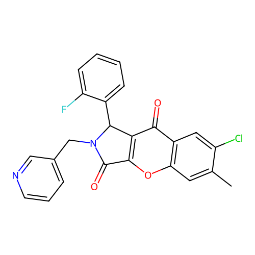 7-chloro-1-(2-fluorophenyl)-6-methyl-2-(pyridin-3-ylmethyl)-1,2-dihydrochromeno[2,3-c]pyrrole-3,9-dione structure