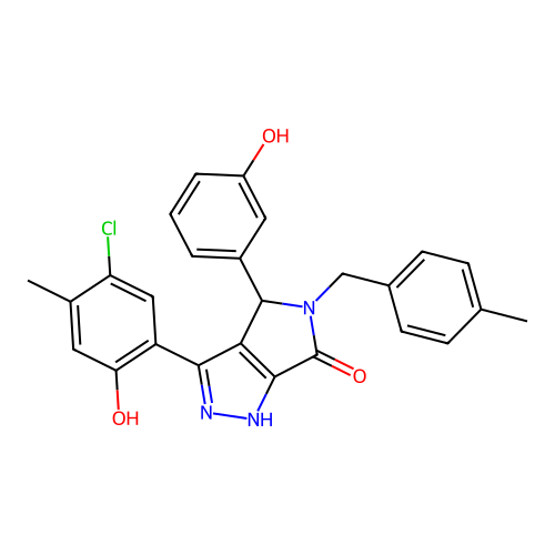 3-(5-chloro-2-hydroxy-4-methylphenyl)-4-(3-hydroxyphenyl)-5-(4-methylbenzyl)-4,5-dihydropyrrolo[3,4-c]pyrazol-6(2H)-one structure