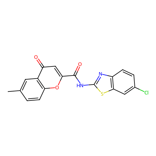 N-(6-chloro-1,3-benzothiazol-2-yl)-6-methyl-4-oxo-4H-chromene-2-carboxamide structure