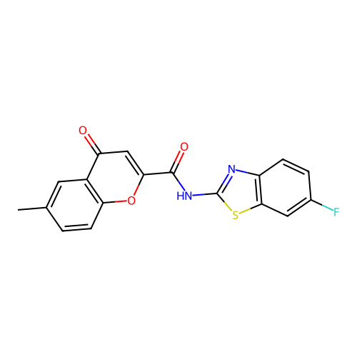N-(6-fluoro-1,3-benzothiazol-2-yl)-6-methyl-4-oxo-4H-chromene-2-carboxamide structure