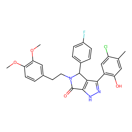 3-(5-chloro-2-hydroxy-4-methylphenyl)-5-[2-(3,4-dimethoxyphenyl)ethyl]-4-(4-fluorophenyl)-4,5-dihydropyrrolo[3,4-c]pyrazol-6(2H)-one structure