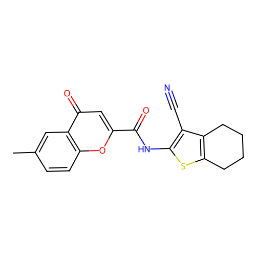 N-(3-cyano-4,5,6,7-tetrahydro-1-benzothiophen-2-yl)-6-methyl-4-oxo-4H-chromene-2-carboxamide structure