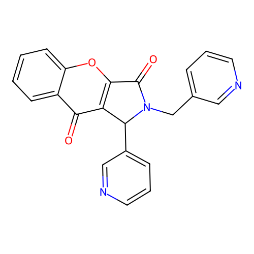 1-(pyridin-3-yl)-2-(pyridin-3-ylmethyl)-1,2-dihydrochromeno[2,3-c]pyrrole-3,9-dione structure