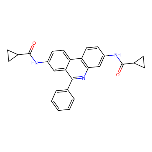 N,N'-(6-phenylphenanthridine-3,8-diyl)dicyclopropanecarboxamide structure