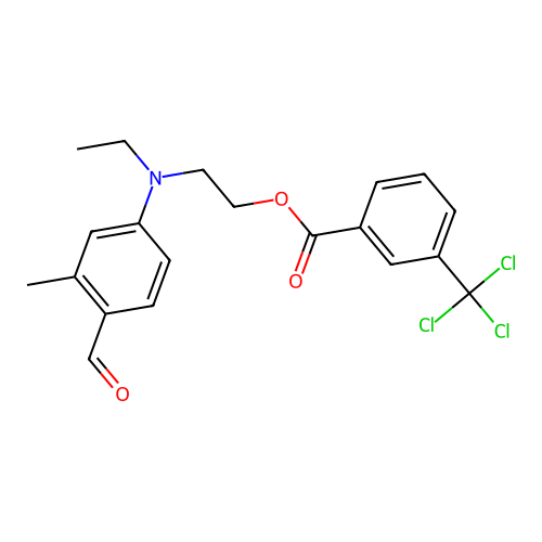 2-[Ethyl(4-formyl-3-methylphenyl)amino]ethyl 3-(trichloromethyl)benzoate structure