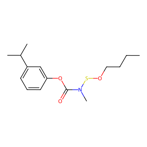 Carbamic acid, (butoxythio)methyl-, 3-(1-methylethyl)phenyl ester structure