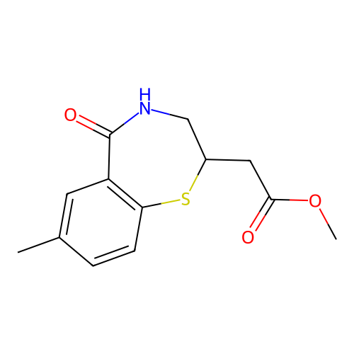 Methyl (5-hydroxy-7-methyl-2,3-dihydro-1,4-benzothiazepin-2-yl)acetate structure