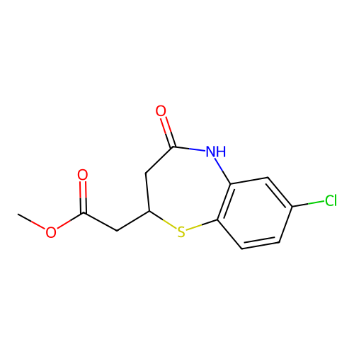 Methyl 2,3,4,5-tetrahydro-7-chloro-4-oxo-1,5-benzothiazepine-2-acetate structure
