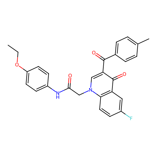 N-(4-ethoxyphenyl)-2-[6-fluoro-3-(4-methylbenzoyl)-4-oxoquinolin-1-yl]acetamide structure