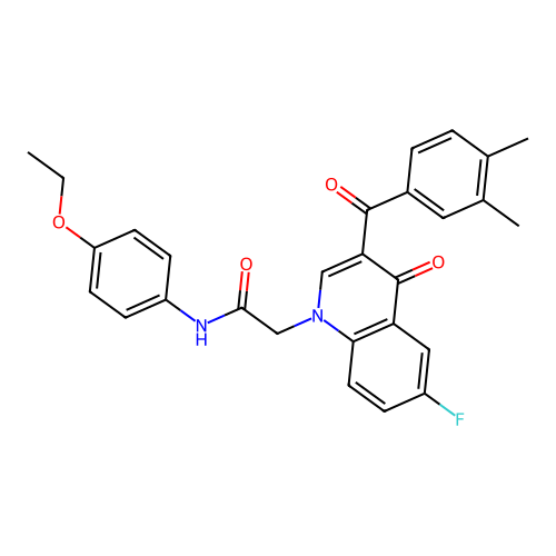 2-[3-(3,4-dimethylbenzoyl)-6-fluoro-4-oxo-1,4-dihydroquinolin-1-yl]-N-(4-ethoxyphenyl)acetamide structure