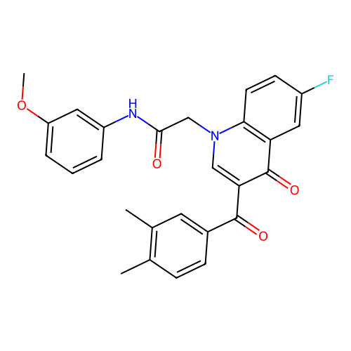 2-[3-(3,4-dimethylbenzoyl)-6-fluoro-4-oxo-1,4-dihydroquinolin-1-yl]-N-(3-methoxyphenyl)acetamide structure