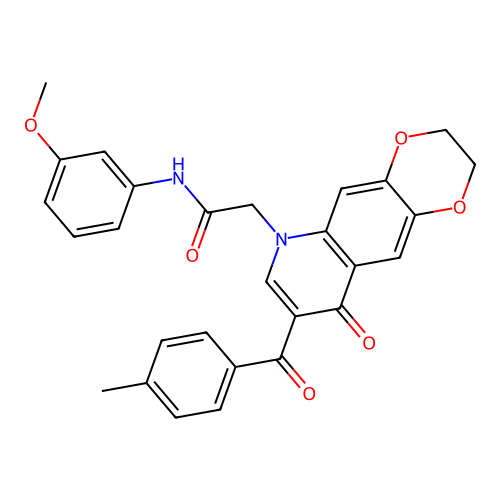 N-(3-methoxyphenyl)-2-[8-(4-methylbenzoyl)-9-oxo-2H,3H,6H,9H-[1,4]dioxino[2,3-g]quinolin-6-yl]acetamide structure