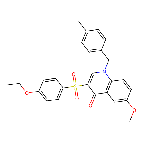3-(4-Ethoxyphenyl)sulfonyl-6-methoxy-1-[(4-methylphenyl)methyl]quinolin-4-one structure