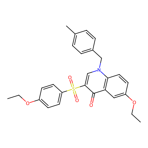 6-Ethoxy-3-(4-ethoxyphenyl)sulfonyl-1-[(4-methylphenyl)methyl]quinolin-4-one structure