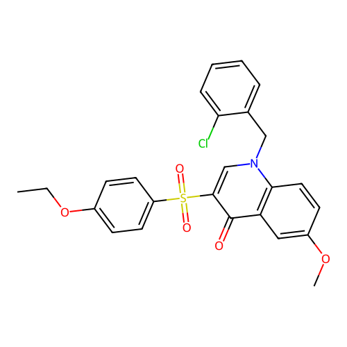 1-[(2-Chlorophenyl)methyl]-3-(4-ethoxyphenyl)sulfonyl-6-methoxyquinolin-4-one structure