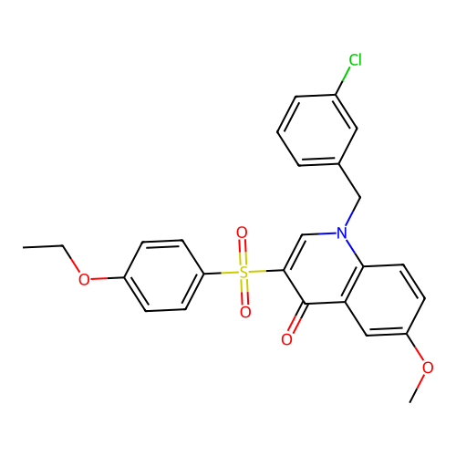 1-[(3-Chlorophenyl)methyl]-3-(4-ethoxyphenyl)sulfonyl-6-methoxyquinolin-4-one structure