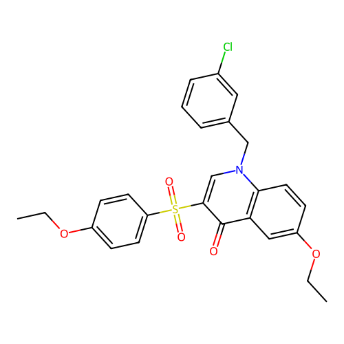 1-[(3-chlorophenyl)methyl]-6-ethoxy-3-(4-ethoxybenzenesulfonyl)-1,4-dihydroquinolin-4-one structure