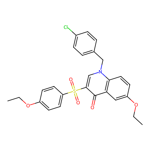 1-[(4-Chlorophenyl)methyl]-6-ethoxy-3-(4-ethoxyphenyl)sulfonylquinolin-4-one structure