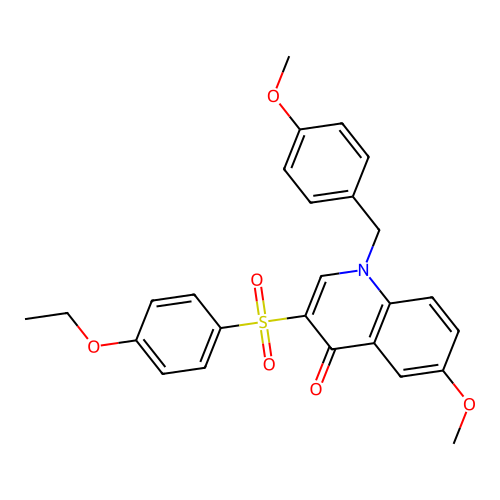 3-(4-ethoxybenzenesulfonyl)-6-methoxy-1-[(4-methoxyphenyl)methyl]-1,4-dihydroquinolin-4-one structure