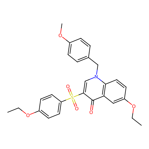6-Ethoxy-3-(4-ethoxyphenyl)sulfonyl-1-[(4-methoxyphenyl)methyl]quinolin-4-one structure