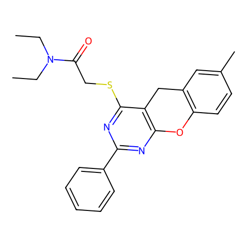 N,N-DIETHYL-2-({7-METHYL-2-PHENYL-5H-CHROMENO[2,3-D]PYRIMIDIN-4-YL}SULFANYL)ACETAMIDE structure