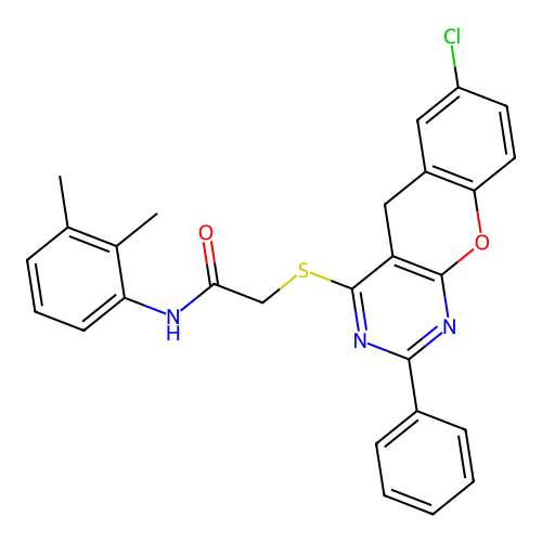 2-({7-CHLORO-2-PHENYL-5H-CHROMENO[2,3-D]PYRIMIDIN-4-YL}SULFANYL)-N-(2,3-DIMETHYLPHENYL)ACETAMIDE structure