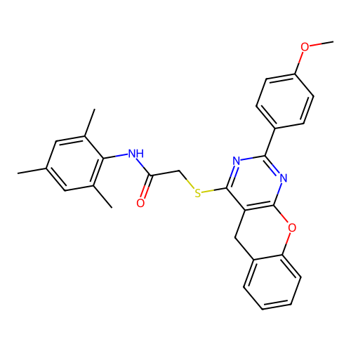 2-{[2-(4-METHOXYPHENYL)-5H-CHROMENO[2,3-D]PYRIMIDIN-4-YL]SULFANYL}-N-(2,4,6-TRIMETHYLPHENYL)ACETAMIDE structure
