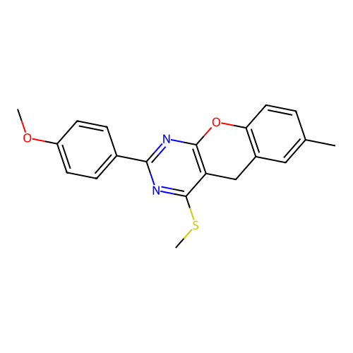 2-(4-methoxyphenyl)-7-methyl-4-(methylthio)-5H-chromeno[2,3-d]pyrimidine structure