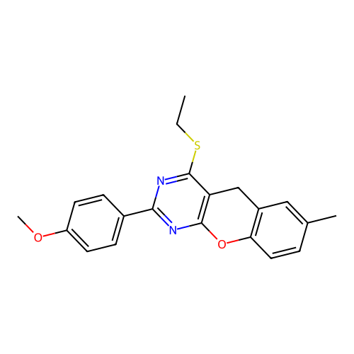 4-(ethylsulfanyl)-2-(4-methoxyphenyl)-7-methyl-5H-chromeno[2,3-d]pyrimidine structure
