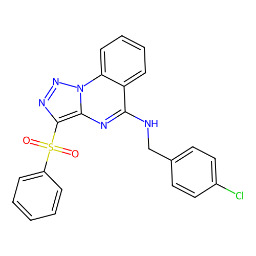 3-(benzenesulfonyl)-N-[(4-chlorophenyl)methyl]triazolo[1,5-a]quinazolin-5-amine structure