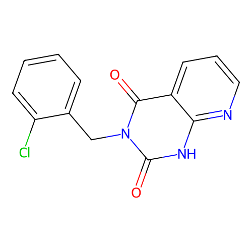 3-[(2-chlorophenyl)methyl]-1H,2H,3H,4H-pyrido[2,3-d]pyrimidine-2,4-dione structure