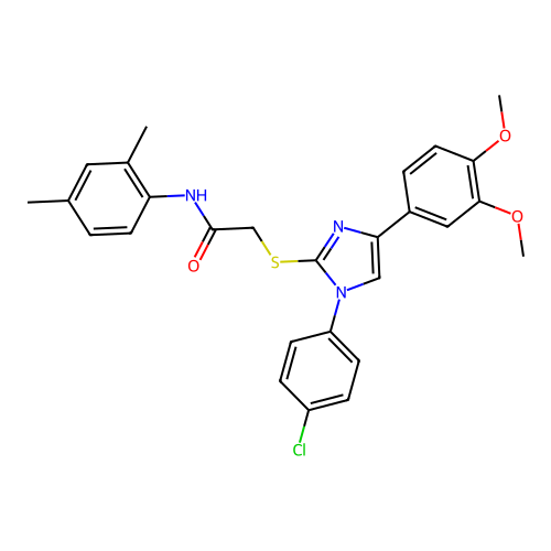 2-{[1-(4-chlorophenyl)-4-(3,4-dimethoxyphenyl)-1H-imidazol-2-yl]sulfanyl}-N-(2,4-dimethylphenyl)acetamide structure
