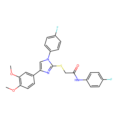 2-{[4-(3,4-dimethoxyphenyl)-1-(4-fluorophenyl)-1H-imidazol-2-yl]sulfanyl}-N-(4-fluorophenyl)acetamide structure