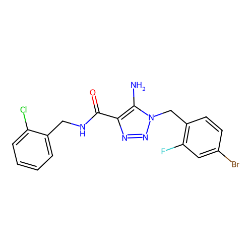 5-amino-1-(4-bromo-2-fluorobenzyl)-N-(2-chlorobenzyl)-1H-1,2,3-triazole-4-carboxamide structure