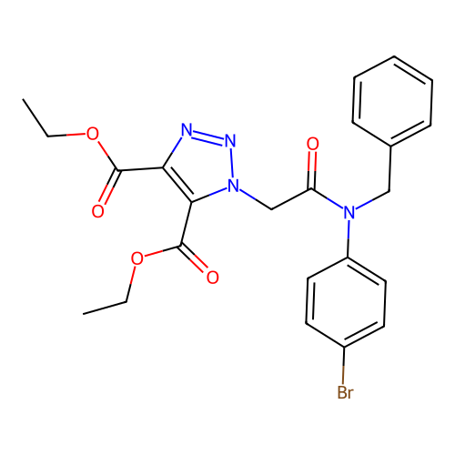 diethyl 1-[2-(N-benzyl-4-bromoanilino)-2-oxoethyl]triazole-4,5-dicarboxylate structure