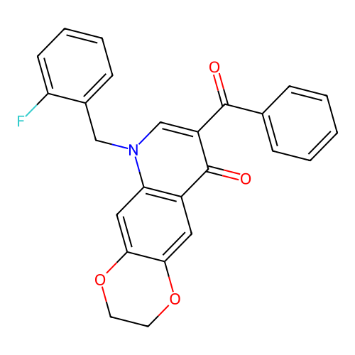 8-benzoyl-6-[(2-fluorophenyl)methyl]-2H,3H,6H,9H-[1,4]dioxino[2,3-g]quinolin-9-one structure