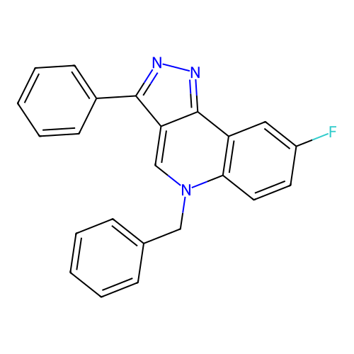 5-benzyl-8-fluoro-3-phenyl-5H-pyrazolo[4,3-c]quinoline structure