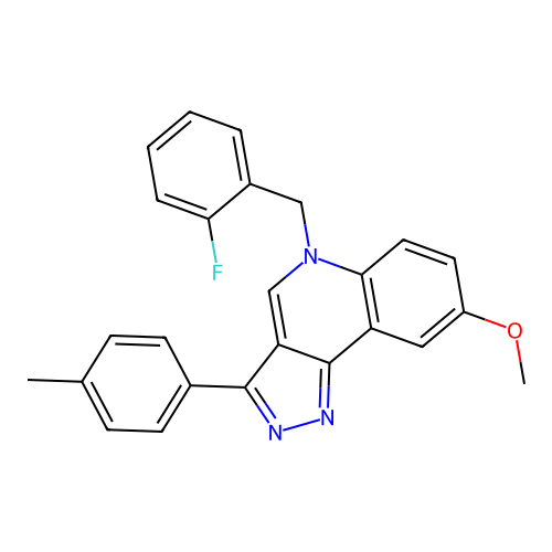 5-(2-fluorobenzyl)-8-methoxy-3-(p-tolyl)-5H-pyrazolo[4,3-c]quinoline structure