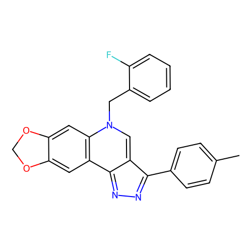 5-(2-fluorobenzyl)-3-(p-tolyl)-5H-[1,3]dioxolo[4,5-g]pyrazolo[4,3-c]quinoline structure