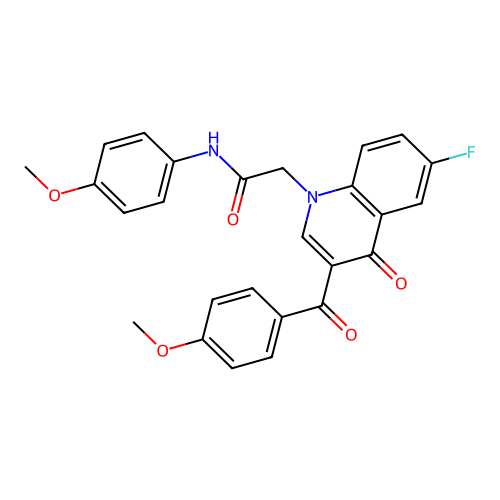 2-[6-fluoro-3-(4-methoxybenzoyl)-4-oxo-1,4-dihydroquinolin-1-yl]-N-(4-methoxyphenyl)acetamide structure