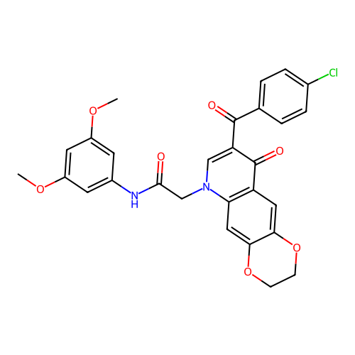 2-[8-(4-chlorobenzoyl)-9-oxo-2H,3H,6H,9H-[1,4]dioxino[2,3-g]quinolin-6-yl]-N-(3,5-dimethoxyphenyl)acetamide structure