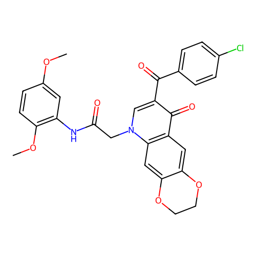 2-[8-(4-chlorobenzoyl)-9-oxo-2H,3H,6H,9H-[1,4]dioxino[2,3-g]quinolin-6-yl]-N-(2,5-dimethoxyphenyl)acetamide structure