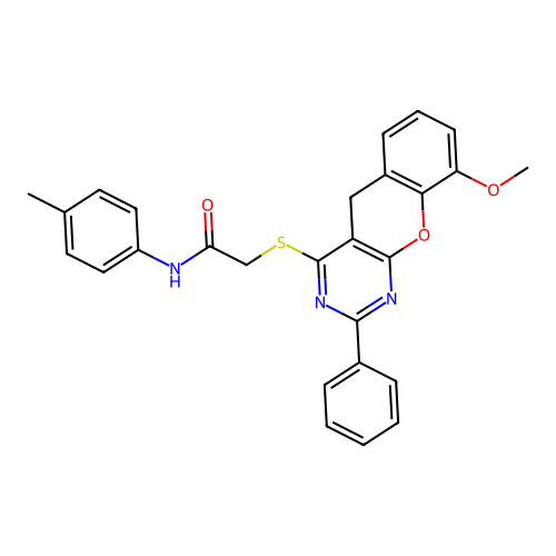 2-({9-METHOXY-2-PHENYL-5H-CHROMENO[2,3-D]PYRIMIDIN-4-YL}SULFANYL)-N-(4-METHYLPHENYL)ACETAMIDE structure