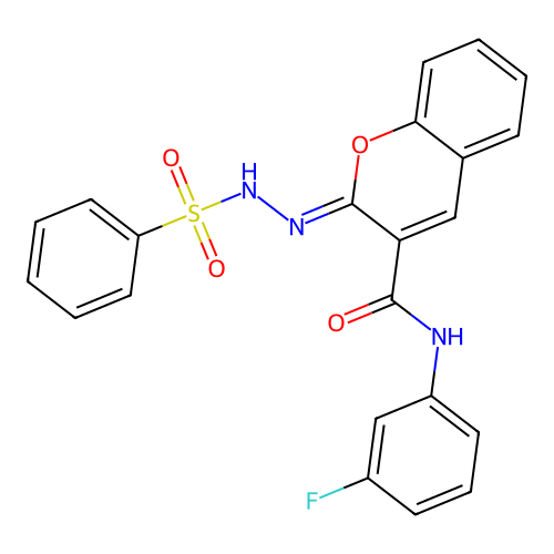 (2Z)-2-(benzenesulfonylhydrazinylidene)-N-(3-fluorophenyl)chromene-3-carboxamide structure