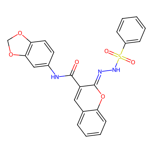 (2Z)-2-(benzenesulfonamidoimino)-N-(2H-1,3-benzodioxol-5-yl)-2H-chromene-3-carboxamide structure
