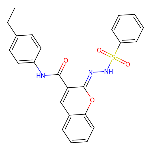 (2Z)-2-(benzenesulfonylhydrazinylidene)-N-(4-ethylphenyl)chromene-3-carboxamide structure