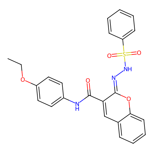 (2Z)-2-(benzenesulfonylhydrazinylidene)-N-(4-ethoxyphenyl)chromene-3-carboxamide structure