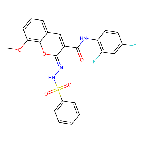 (2Z)-2-(benzenesulfonamidoimino)-N-(2,4-difluorophenyl)-8-methoxy-2H-chromene-3-carboxamide structure